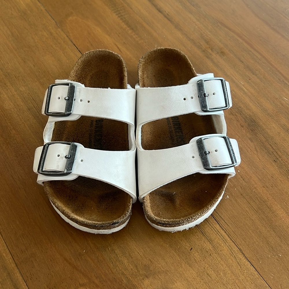 White toddler Birkenstocks, size 26, Arizona style